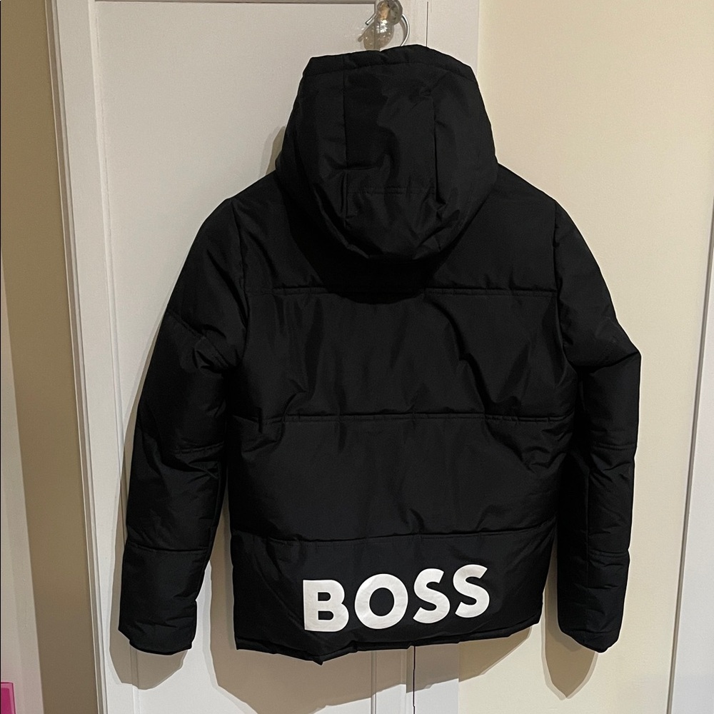 Boss Black Quilted Jacket with Hood